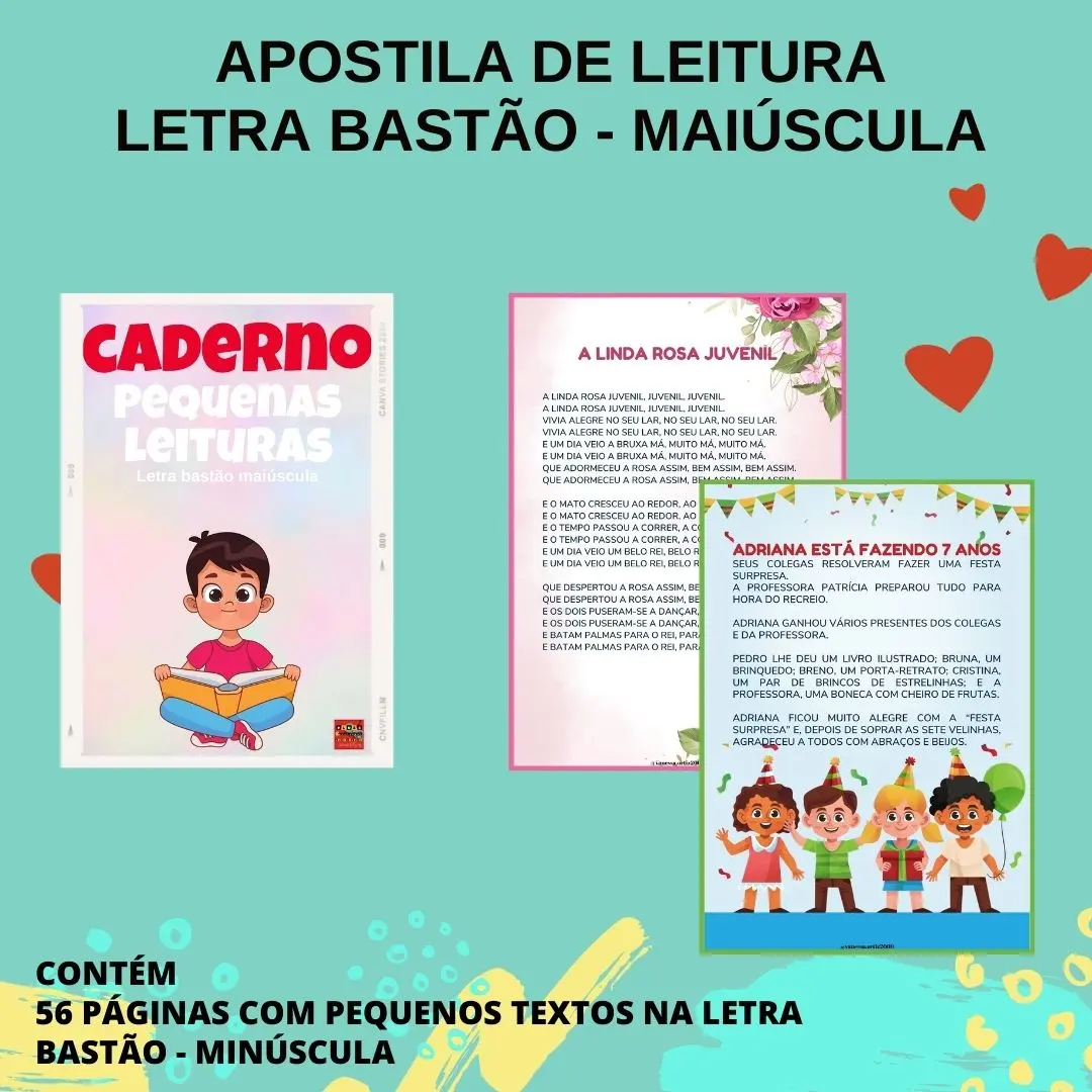 APOSTILA LEITURA PEQUENOS TEXTOS - LETRA BASTÃO MAIÚSCULA