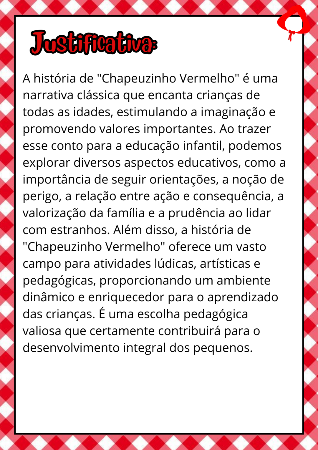 PROJETO CHAPEUZINHO VERMELHO - Imagem 3