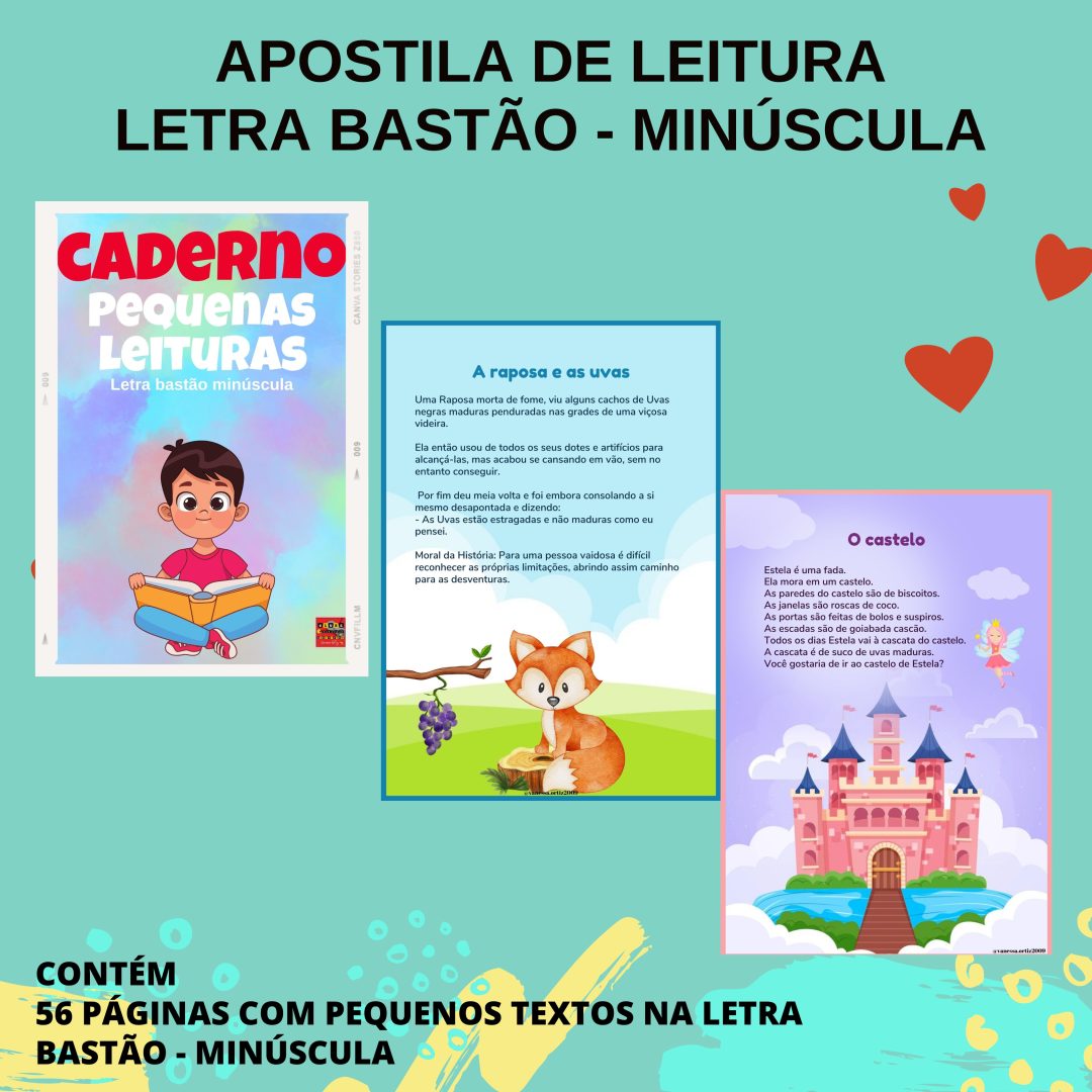 APOSTILA LEITURA PEQUENOS TEXTOS - LETRA BASTÃO MINÚSCULA