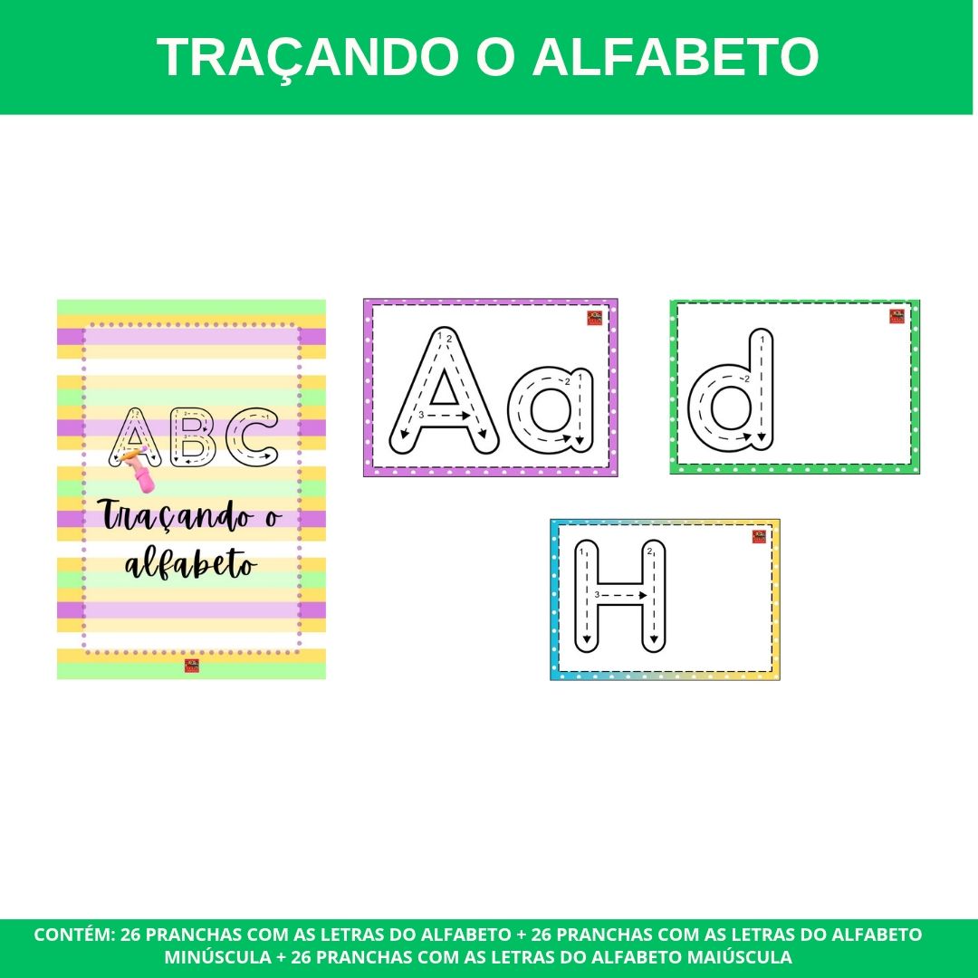 CARDS TRAÇANDO O ALFABETO