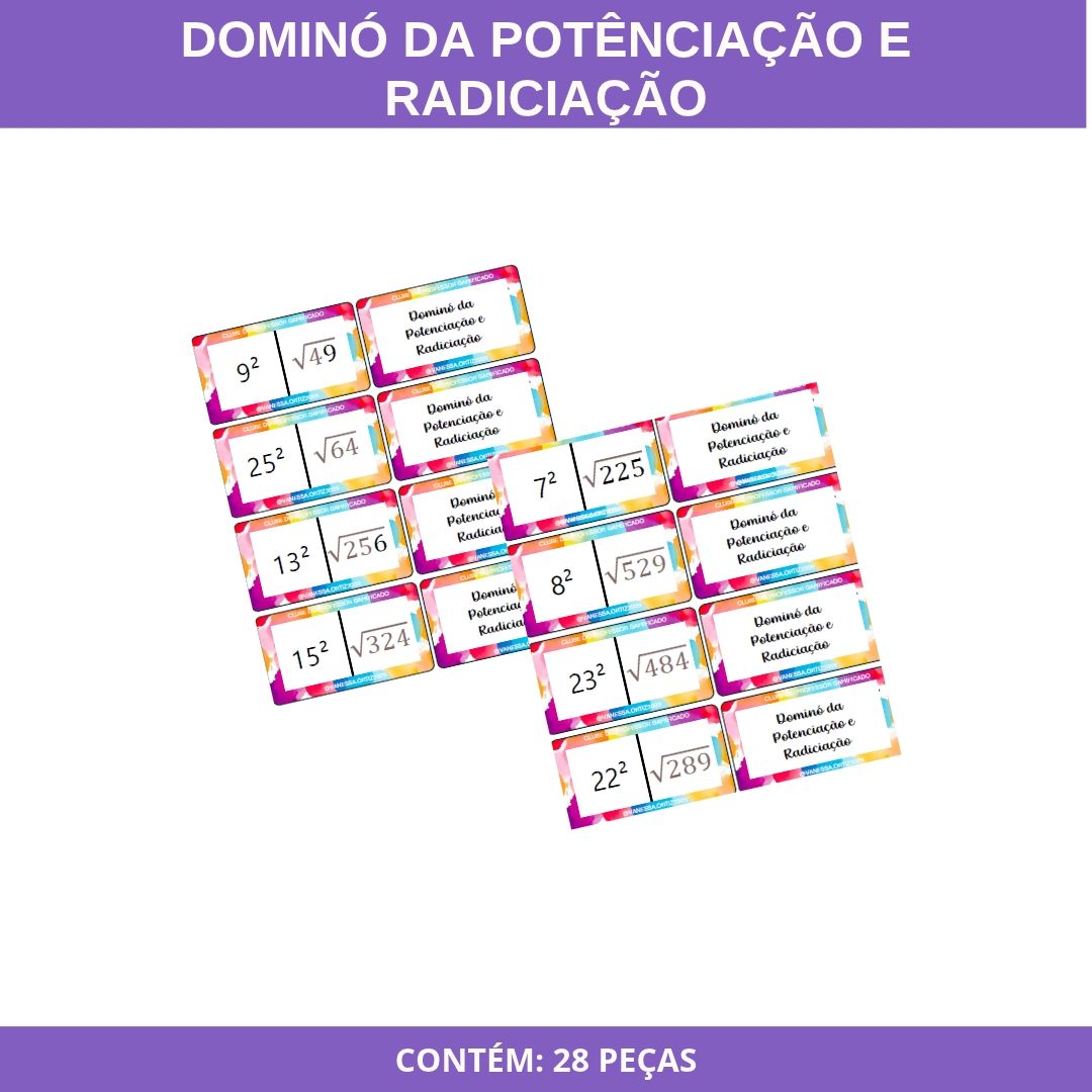 DOMINÓ DA POTÊNCIAÇÃO E RADICIAÇÃO