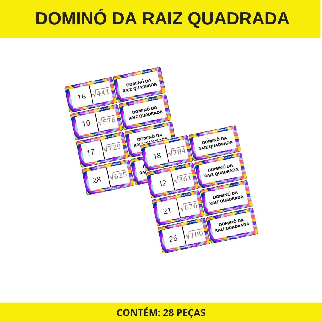 DOMINÓ DA RAIZ QUADRADA