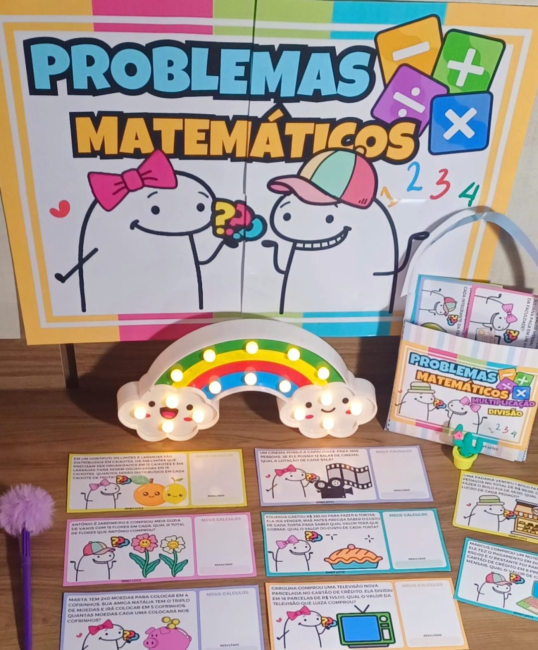 COMBO PROBLEMAS MATEMÁTICOS 4 OPERAÇÕES FLORKS 🤓🔢➕➖➗✖️