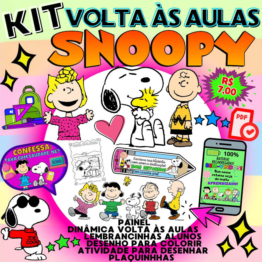 KIT VOLTA  ÀS AULAS COM LEMBRANCINHA  E DINÂMICA: SNOOPY