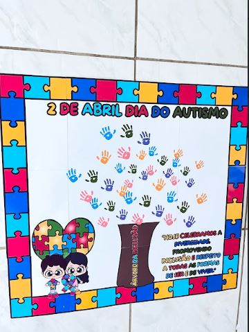 PAINEL COLABORATIVO / DECORAÇÃO: DIA DO AUTISMO - ÁRVORE DA INCLUSÃO