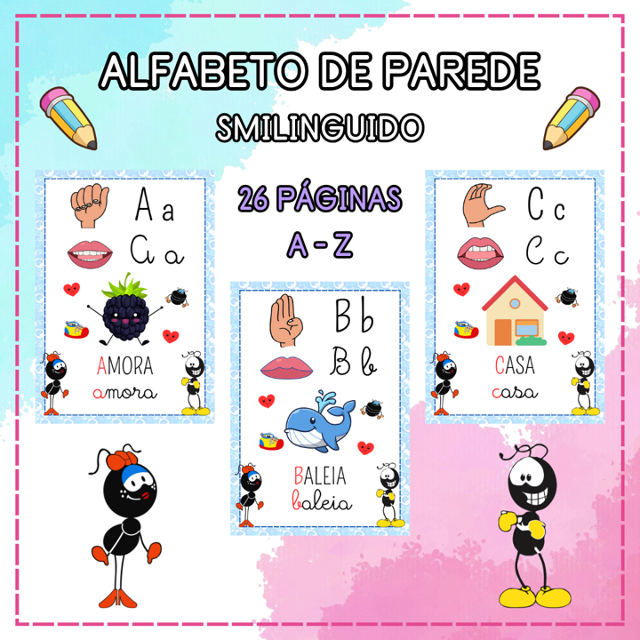 ALFABETO DE PAREDE FÔNICO E EM LIBRAS: SMILINGUIDO