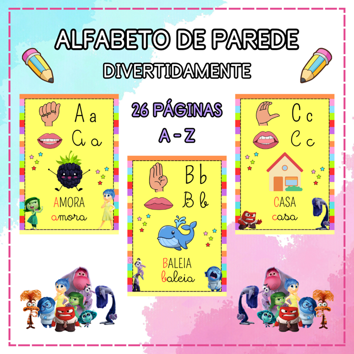 ALFABETO DE PAREDE FÔNICO E EM LIBRAS: DIVERTIDAMENTE