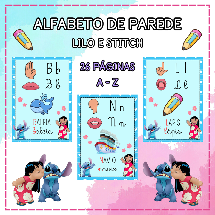 ALFABETO DE PAREDE FÔNICO E EM LIBRAS: STITCH