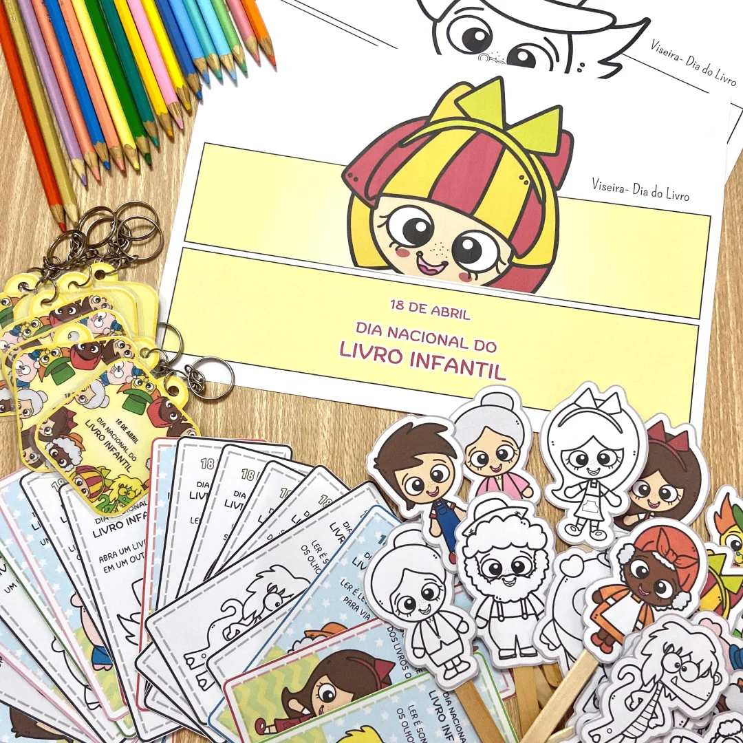 DIA DO LIVRO: KIT DE LEMBRANCINHAS + PAINEL / DECORAÇÃO