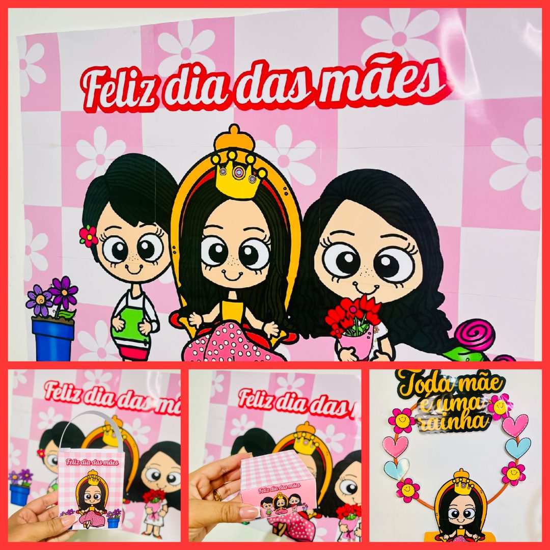 KIT DIA DAS MÃES: PAINEL + LEMBRANCINHA  + MOLDURA / BAMBOLÊ  PARA FOTO