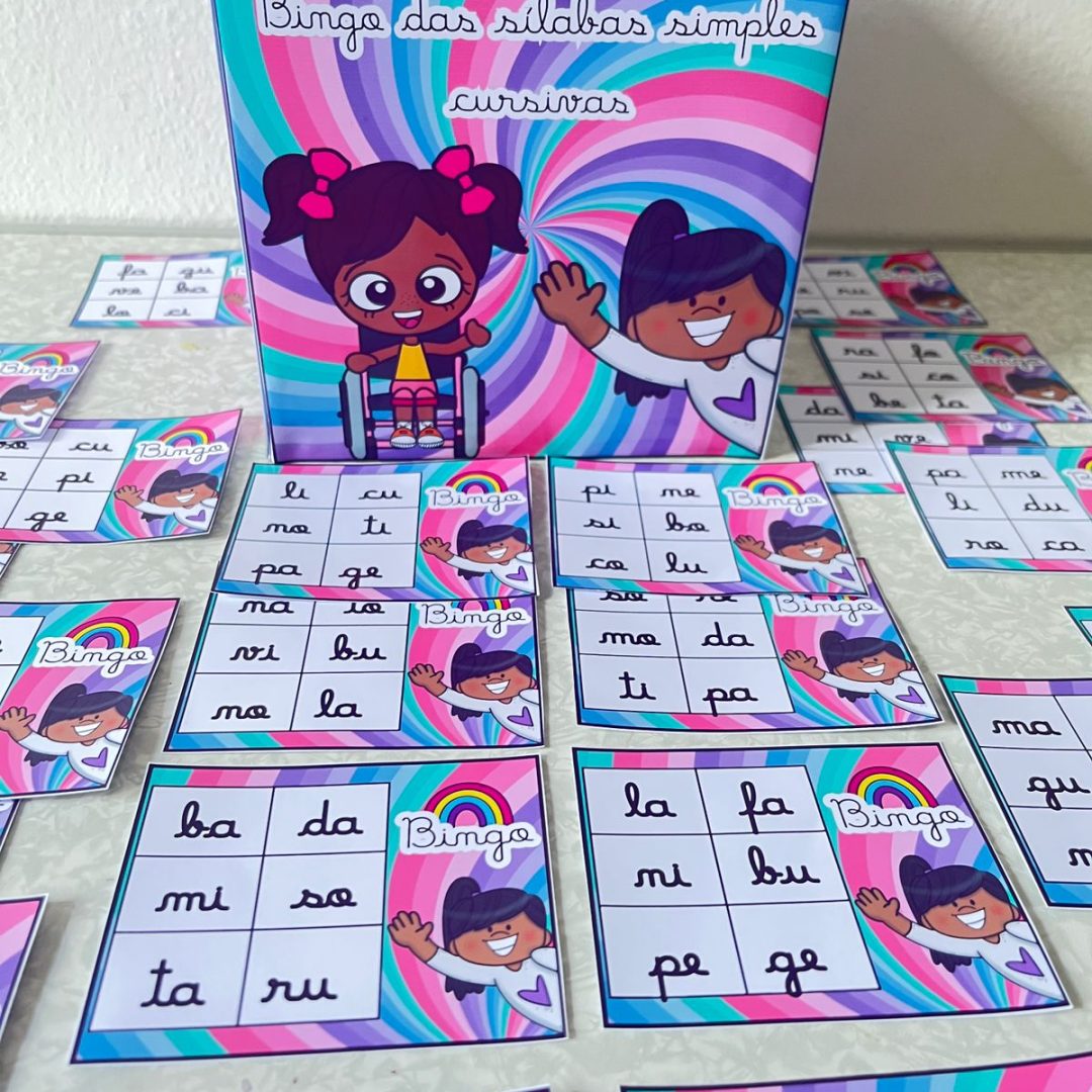 BINGO DAS SÍLABAS SIMPLES CURSIVA