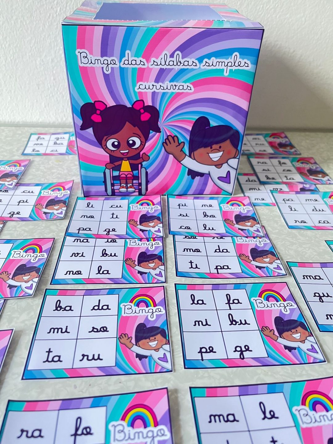 BINGO DAS SÍLABAS SIMPLES CURSIVA