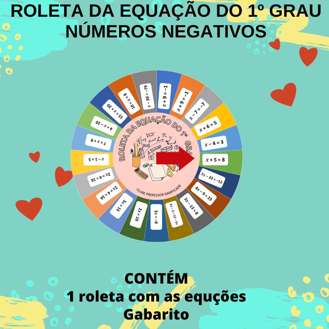 ROLETA DA EQUAÇÃO DO 1º GRAU -NÚMEROS NEGATIVOS