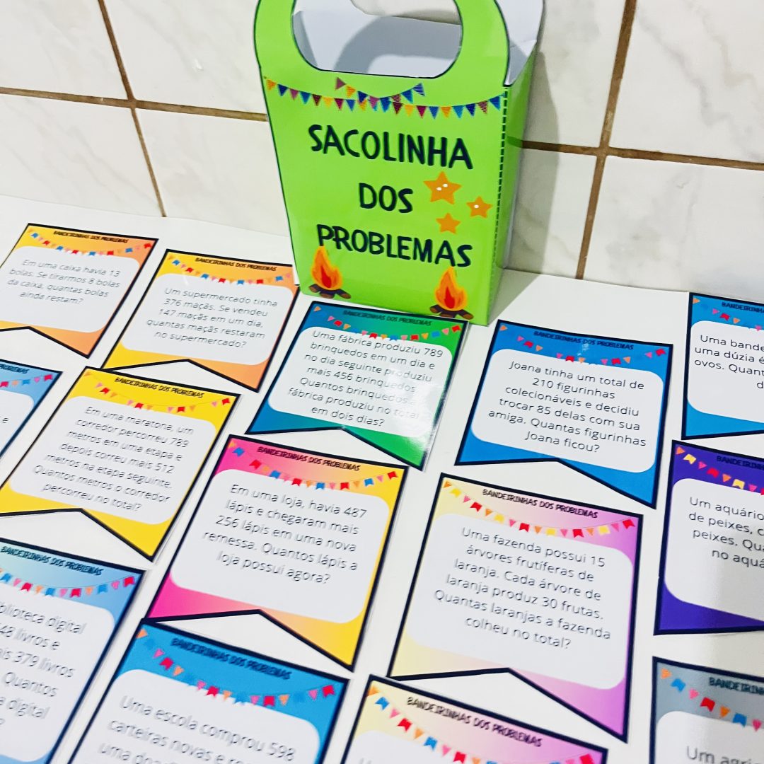 SACOLA MATEMÁTICA / ATIVIDADE JUNINA: BANDEIRINHA DOS PROBLEMAS 3º ANO