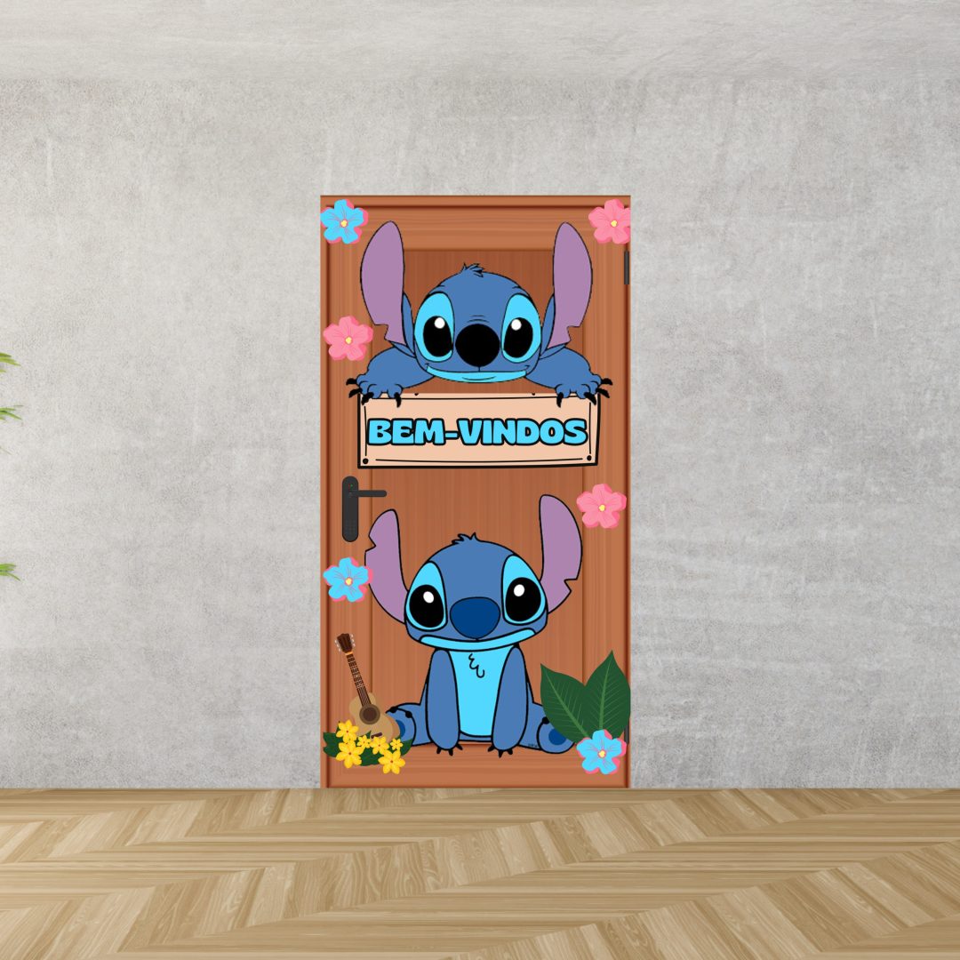 PAINEL / DECORAÇÃO DE PORTA: BEM-VINDOS STITCH & LILO