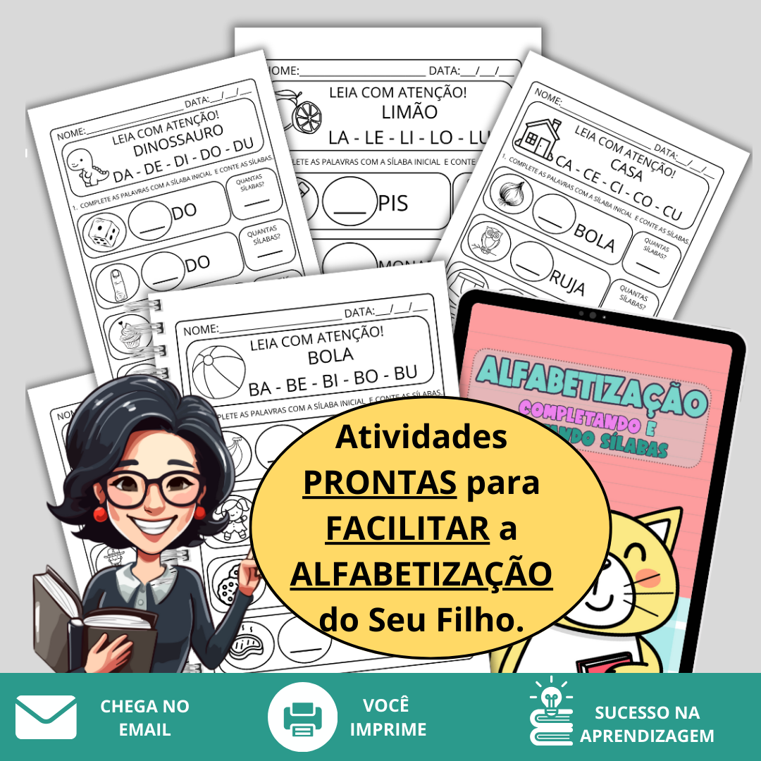 ALFABETIZAÇÃO: COMPLETANDO E CONTANDO SÍLABAS
