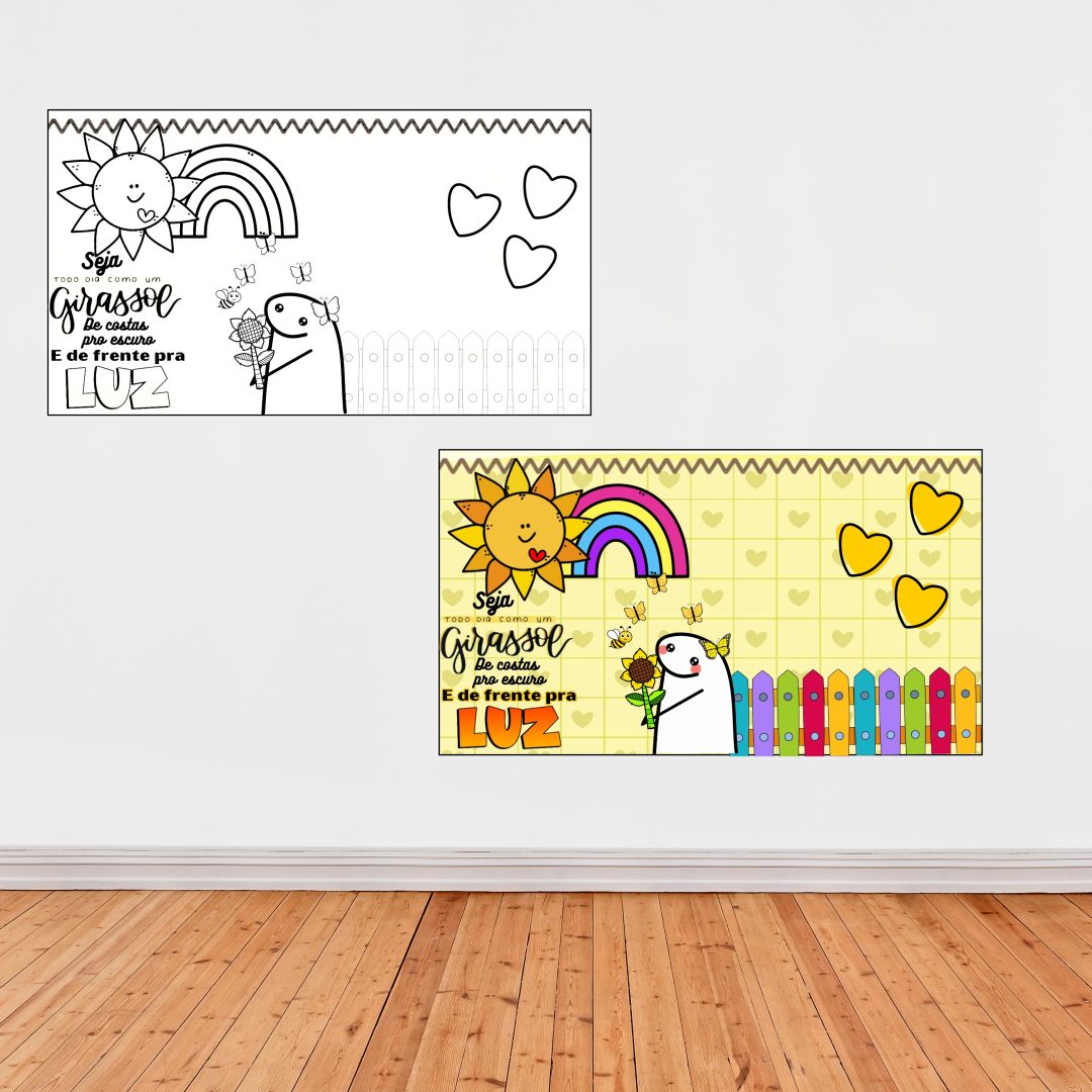COMBO DE PAINEIS SETEMBRO AMARELO - FLORK: COLORIDO E PARA COLORIR