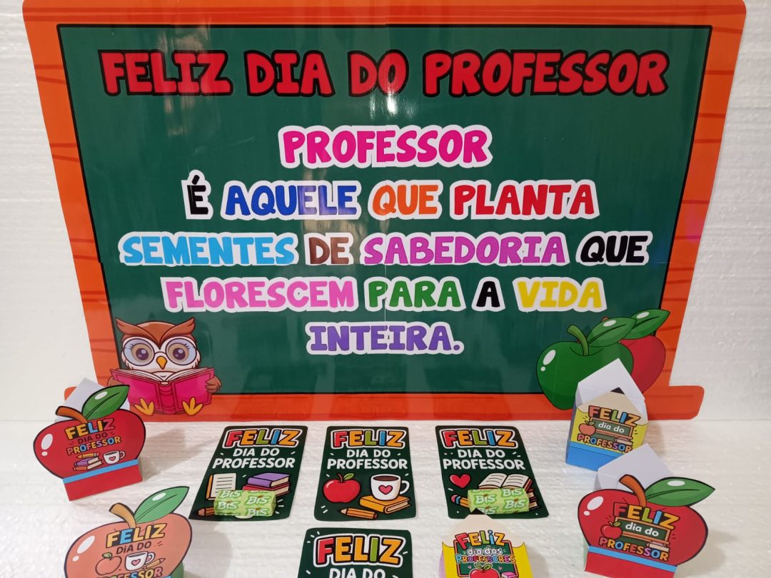 KIT DIA DOS PROFESSORES: PAINEL / DECORAÇÃO + LEMBRANCINHAS