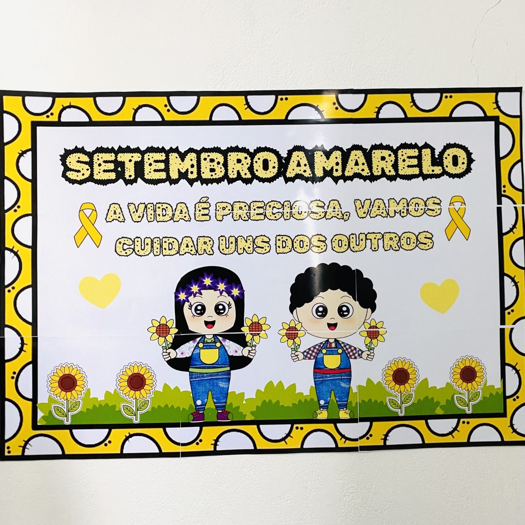 MINI KIT SETEMBRO AMARELO: PAINEL + VISEIRA + LEMBRANCINHA