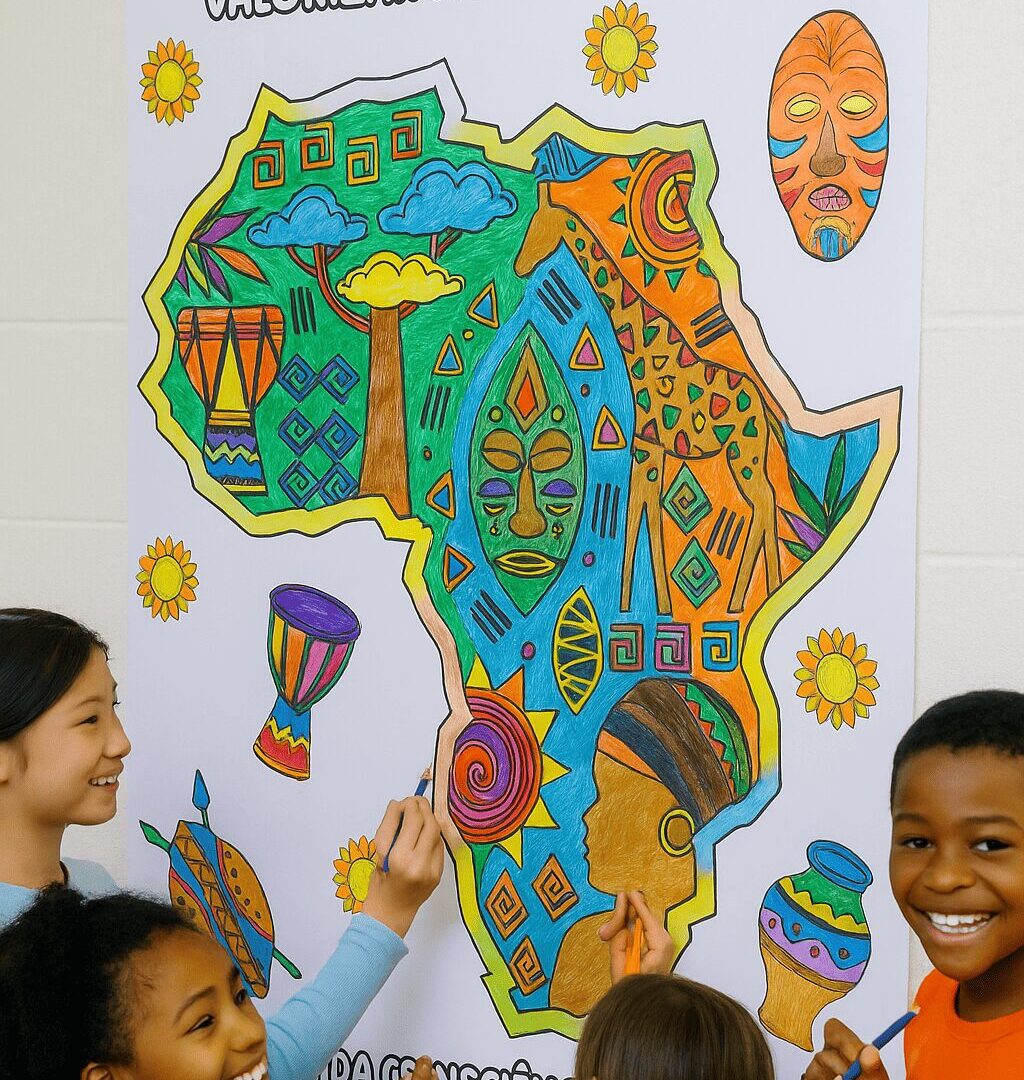 PAINEL PINTURA COLETIVA + FOLHINHA A4 CONSCIÊNCIA NEGRA