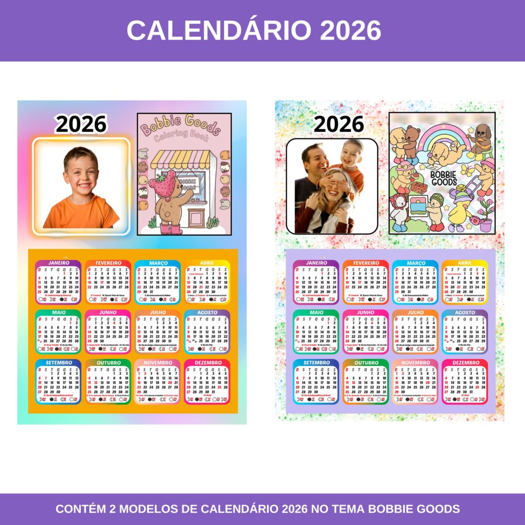 CALENDÁRIO COM FOTO 2026: BOBBIE GOODS