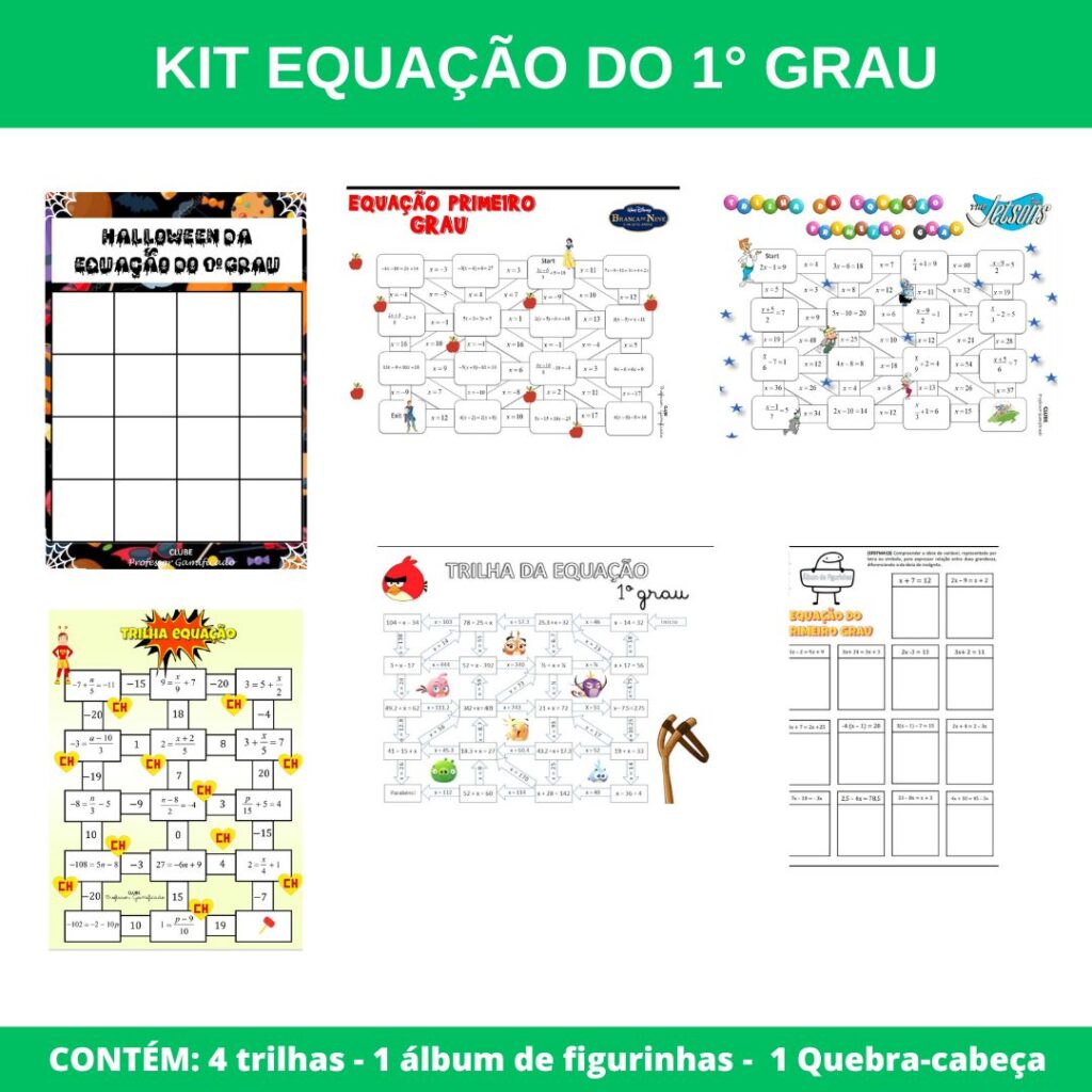 KIT EQUAÇÃO DO 1º GRAU – Professor Gamificado – Atividades Pedagógicas