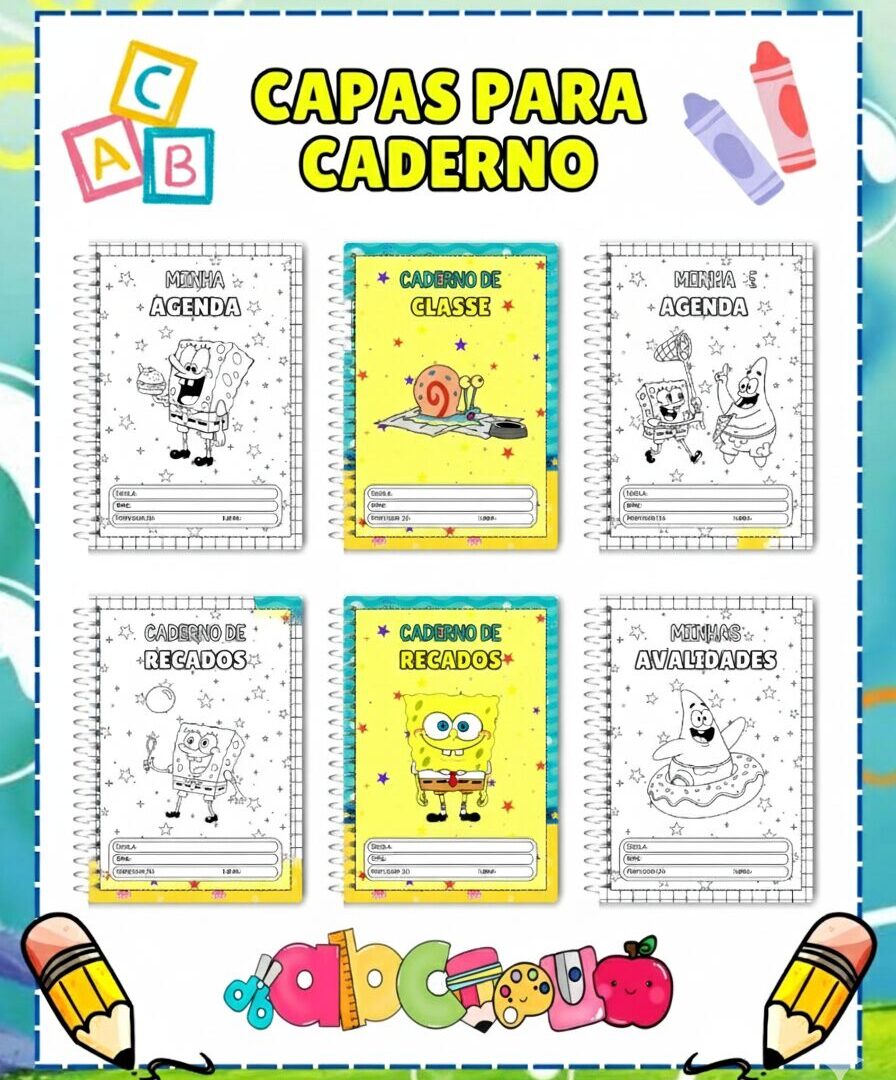 COMBO DE CAPAS PARA CADERNO: BOB SPONJA