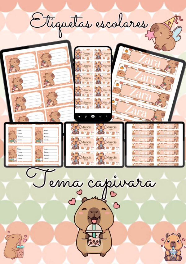 ETIQUETA ESCOLAR: CAPIVARA FOFA