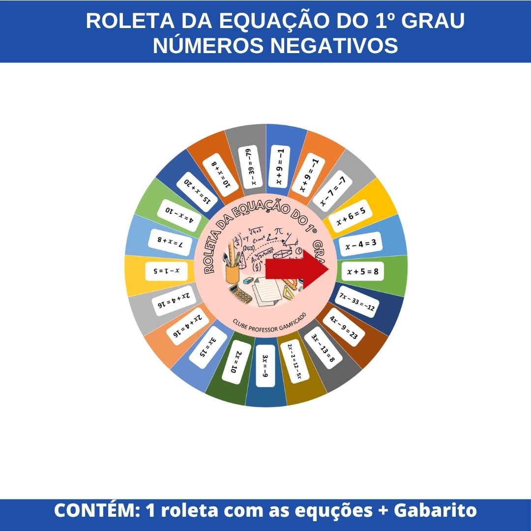 ROLETA DA EQUAÇÃO DO 1º GRAU - NÚMEROS NEGATIVOS
