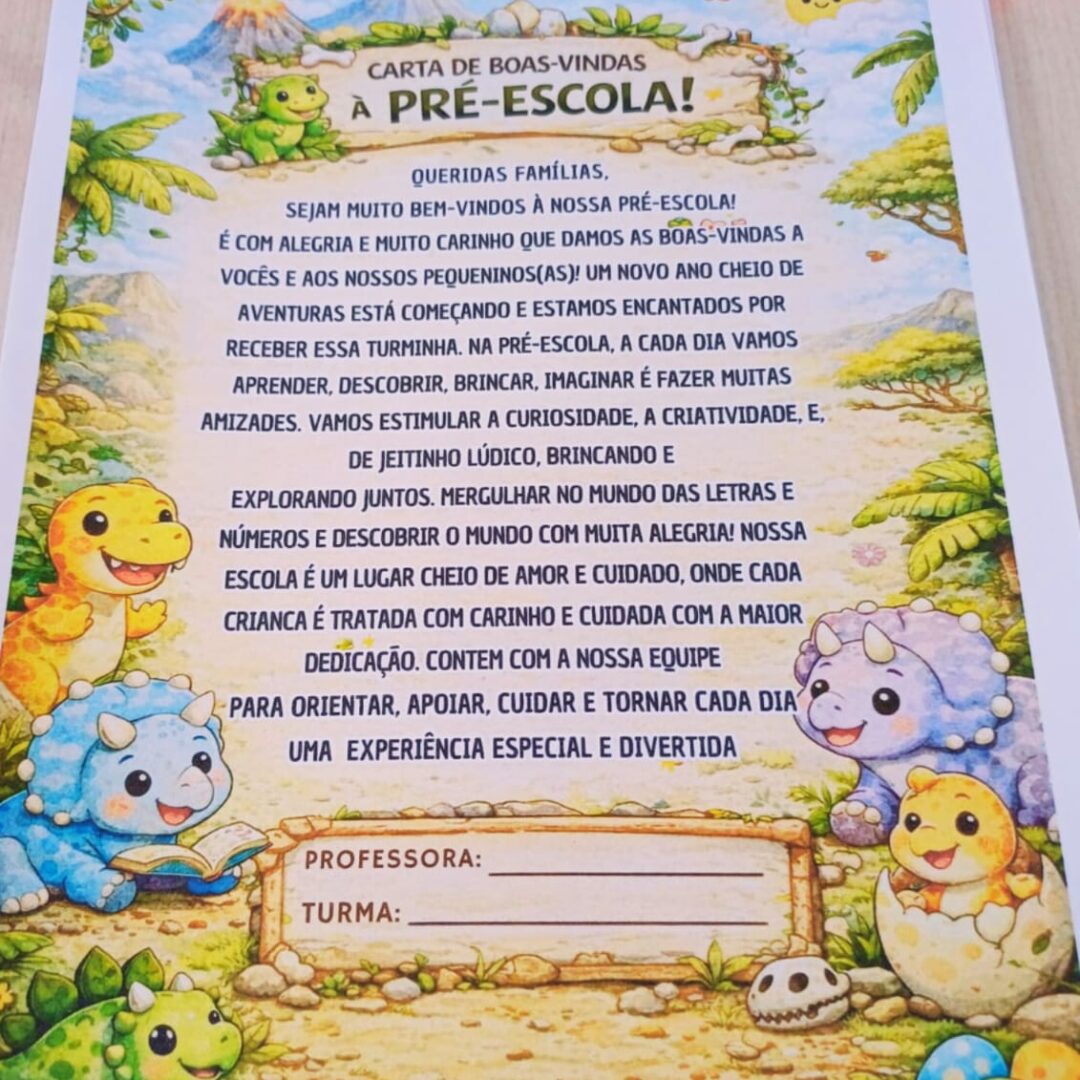 CARTA DE BOAS-VINDAS ÀS FAMÍLIAS PARA O PRÉ