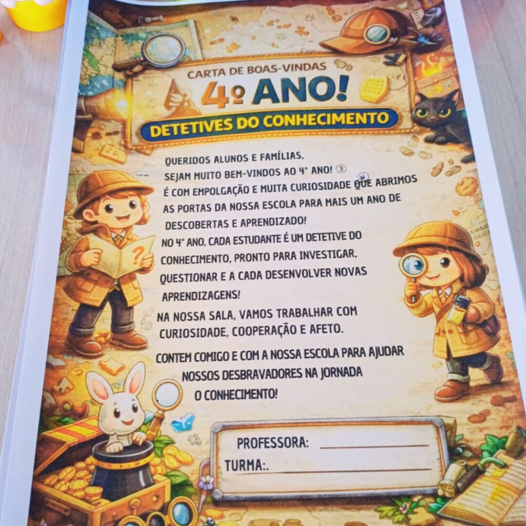 CARTA DE BOAS-VINDAS ÀS FAMÍLIAS PARA O 4º ANO