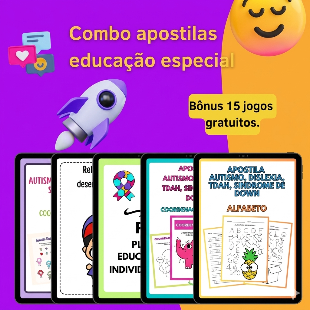 COMBO DE APOSTILAS EDUCAÇÃO INCLUSIVA / AEE - KIT EDUCAÇÃO ESPECIAL