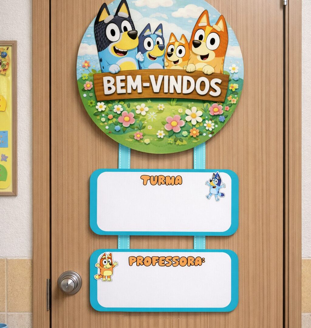 PLACA PARA PORTA BEM-VINDOS: BLUEY