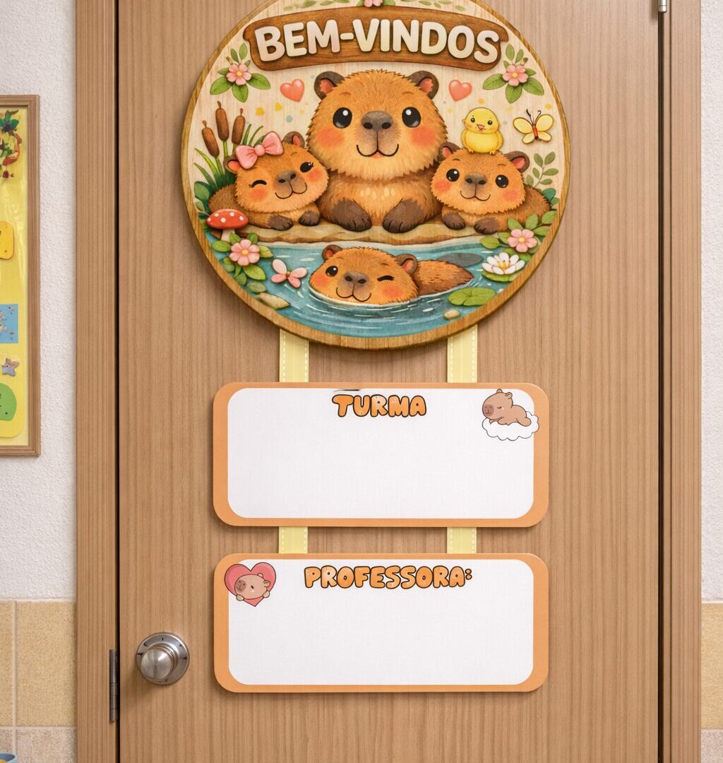 PLACA PARA PORTA BEM-VINDOS: CAPIVARA