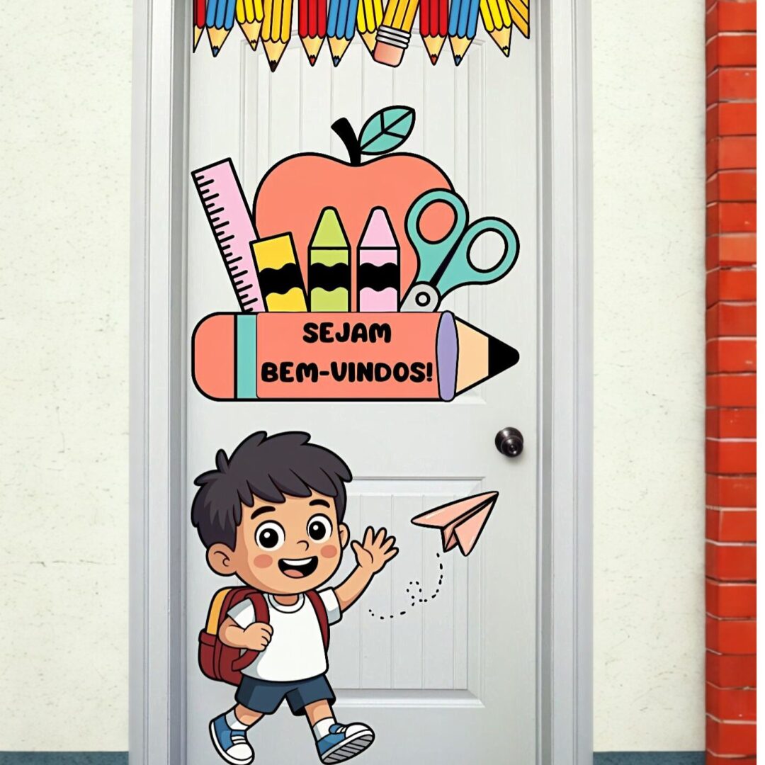 PAINEL DE PORTA VOLTA ÀS AULAS: MATERIAL ESCOLAR