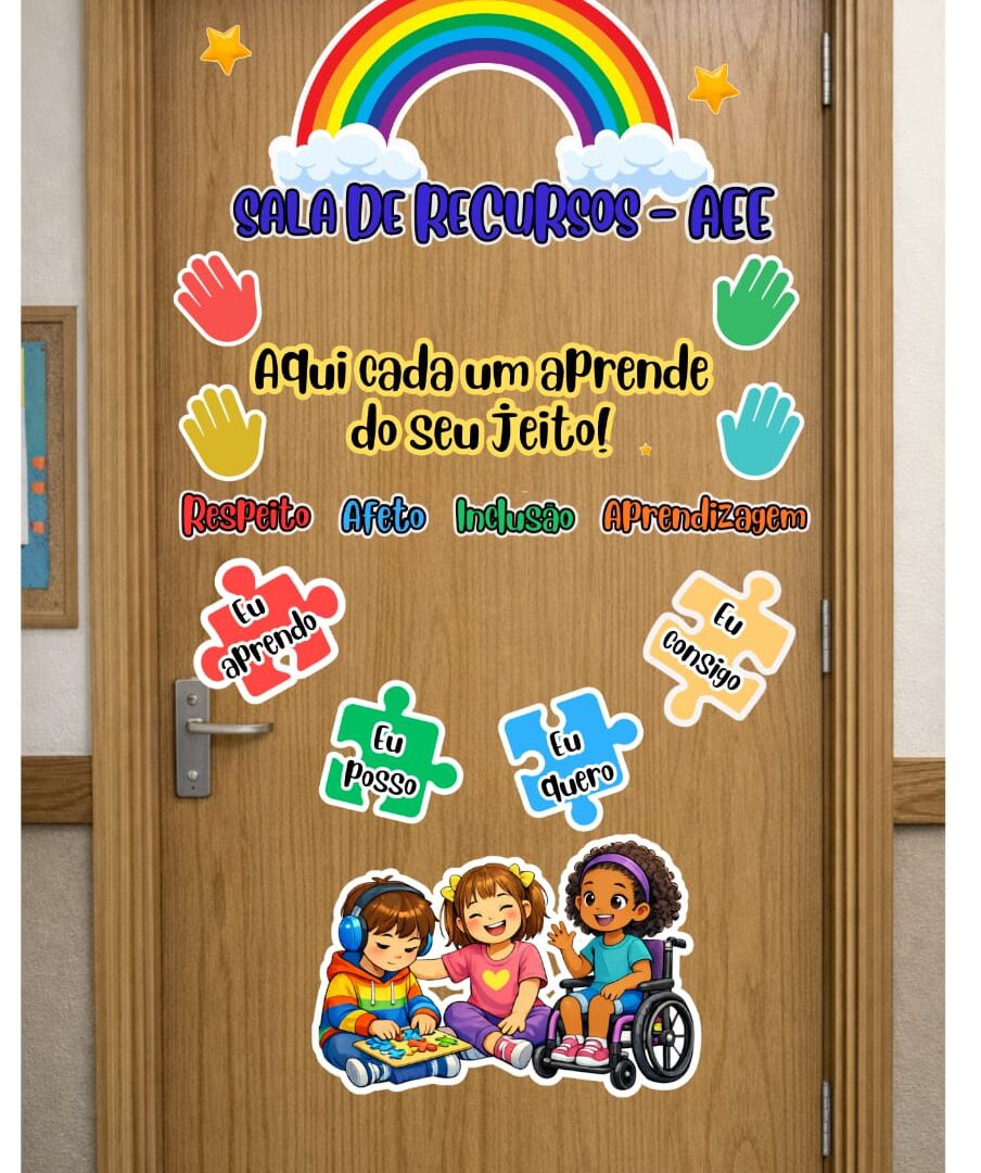PLACA PARA PORTA BEM-VINDOS PARA SALA DE RECURSO / PLACA PARA PORTA BEM-VINDOS PARA SALA AEE