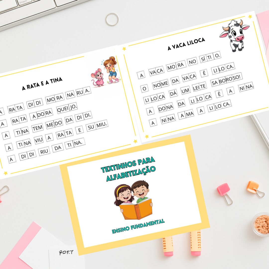 APOSTILA TEXTINHOS FATIADOS EM QUADRINHOS PARA ALFABETIZAÇÃO