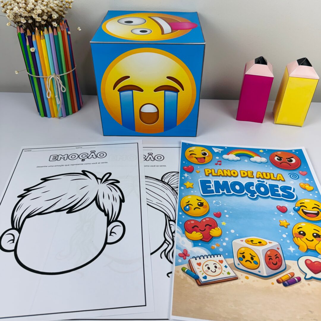 KIT PEDAGÓGICO EMOÇÕES: DADO GIGANTE + ATIVIDADES + PLANO DE AULA
