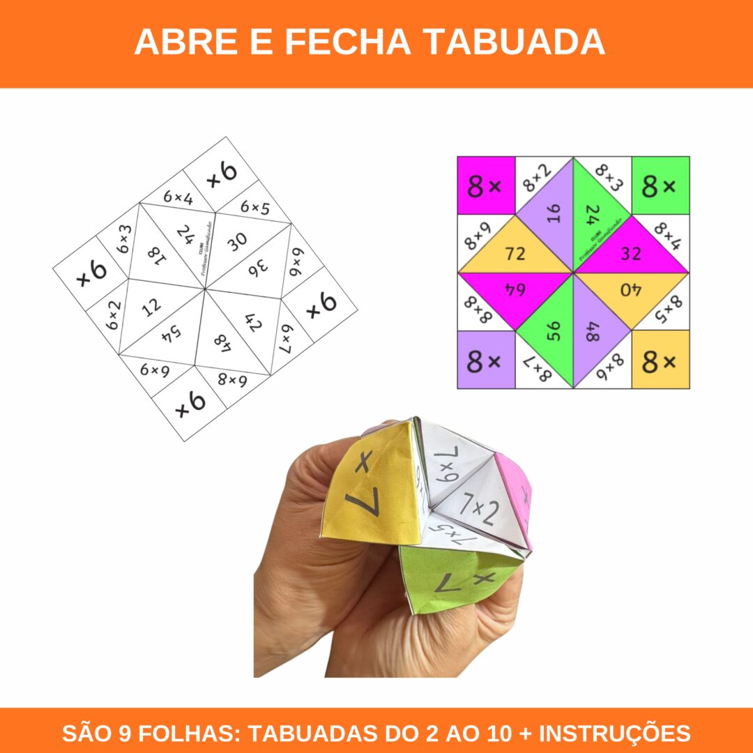 ABRE FECHA TABUADA / ORIGAMI DA TABUADA / TABUADA DIVERTIDA