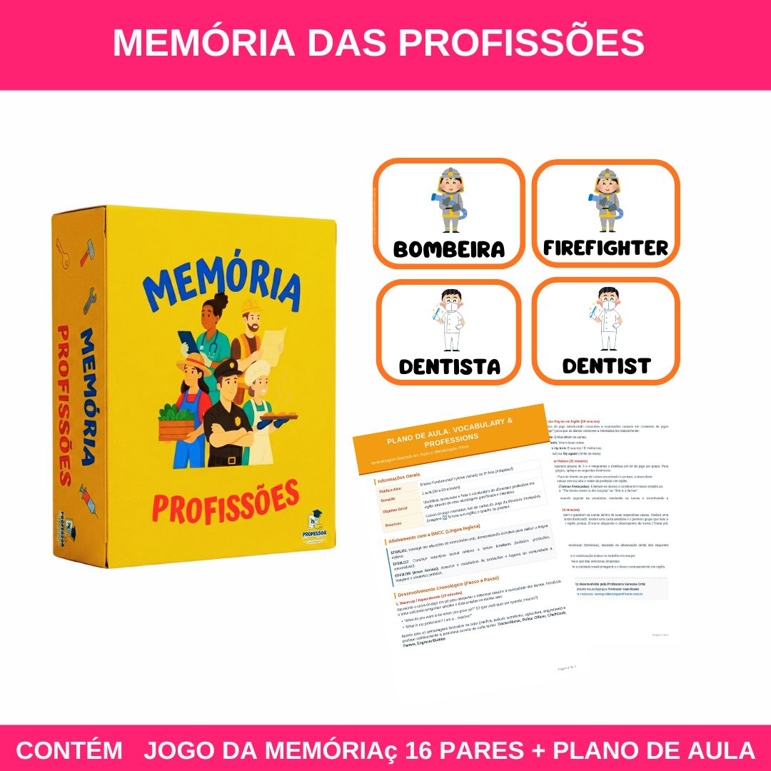 JOGO DA MEMÓRIA / MEMORY GAME: PROFISSÕES + PLANO DE AULA