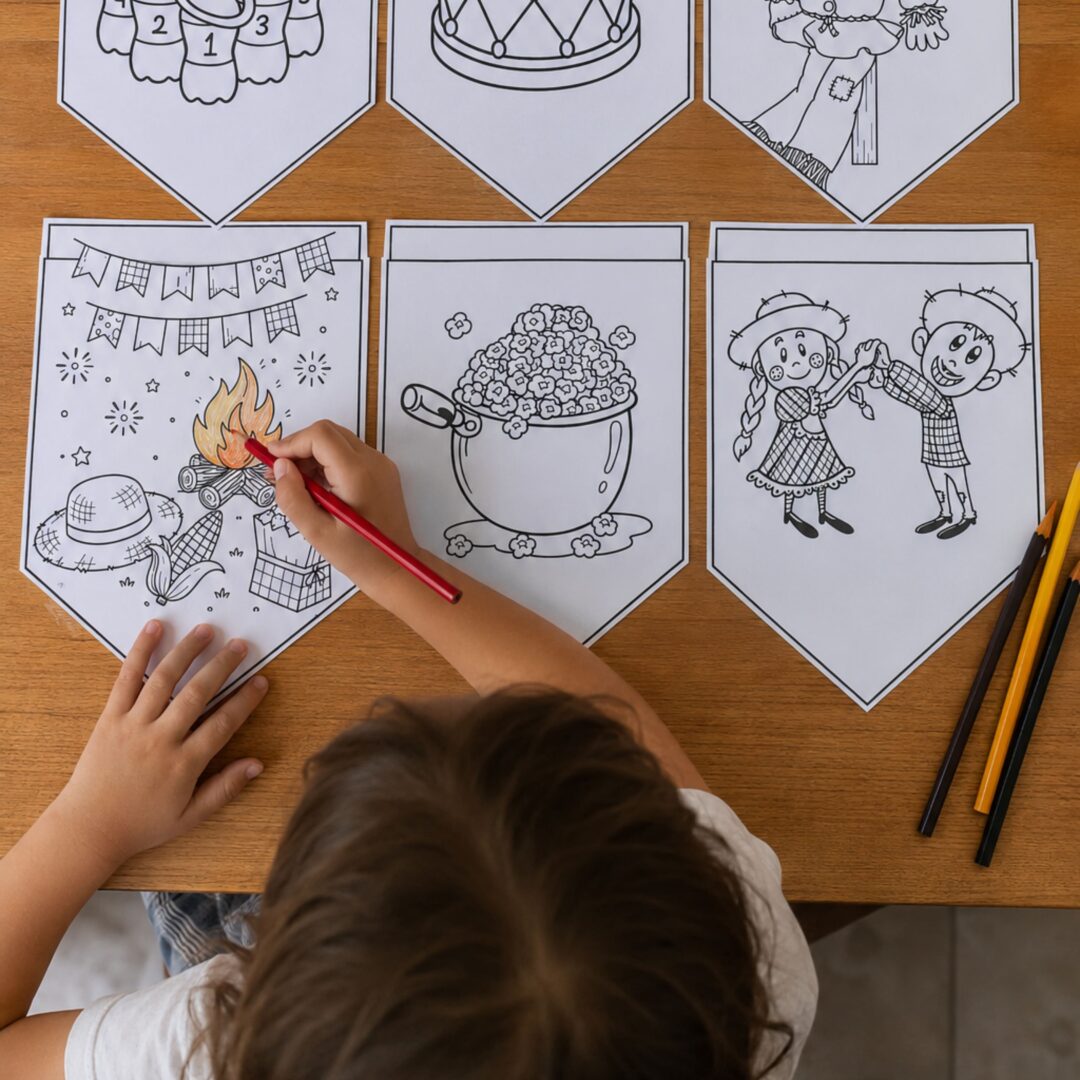 BANDEIRINHAS JUNINAS PARA COLORIR