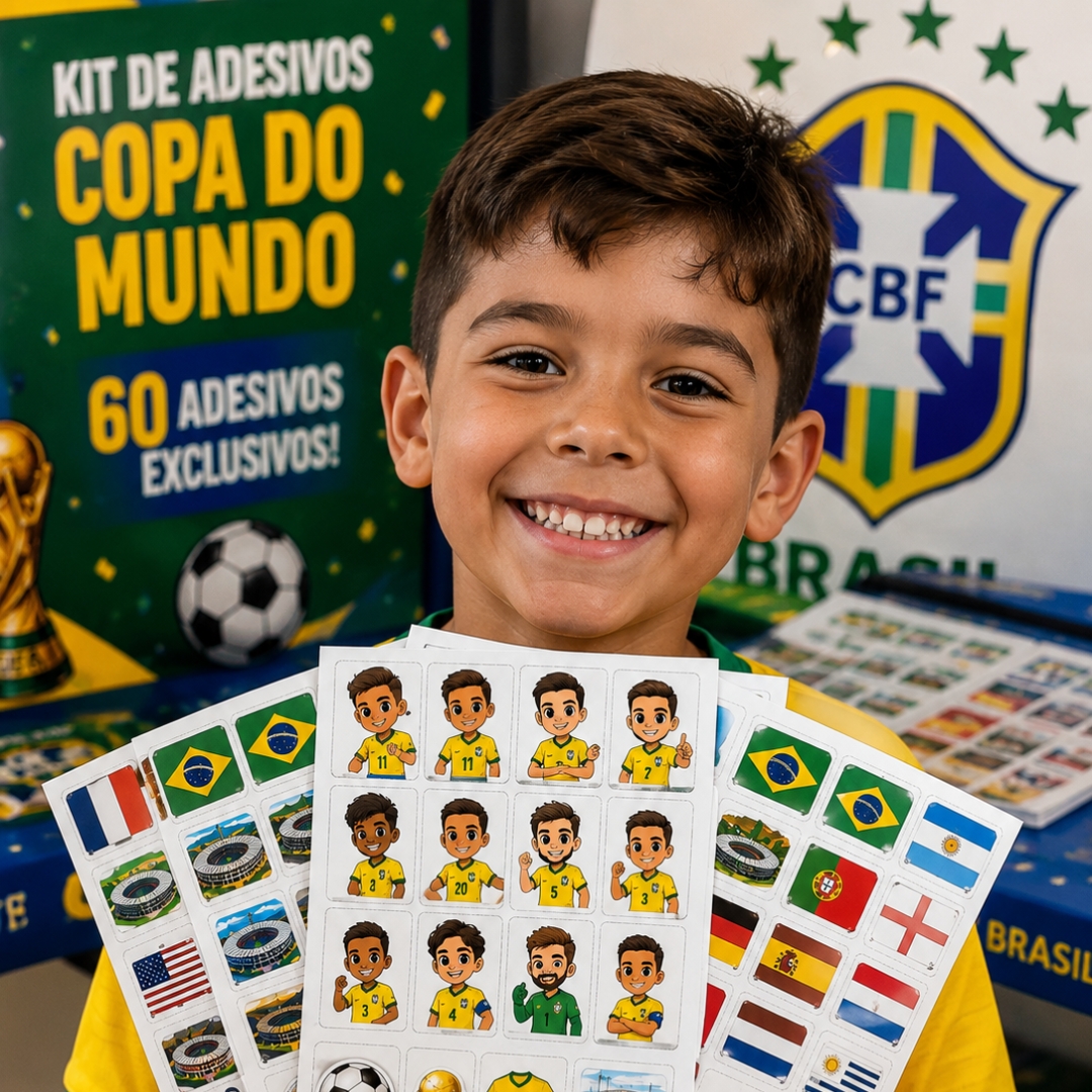KIT ADESIVO COPA DO MUNDO- 60 ADESIVOS EXCLUSIVOS