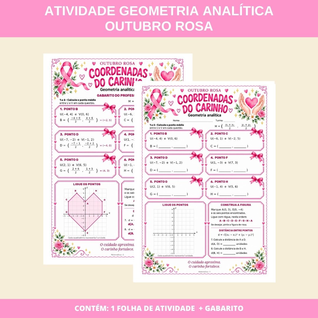 ATIVIDADE MATEMÁTICA OUTUBRO ROSA: GEOMETRIA ANALÍTICA