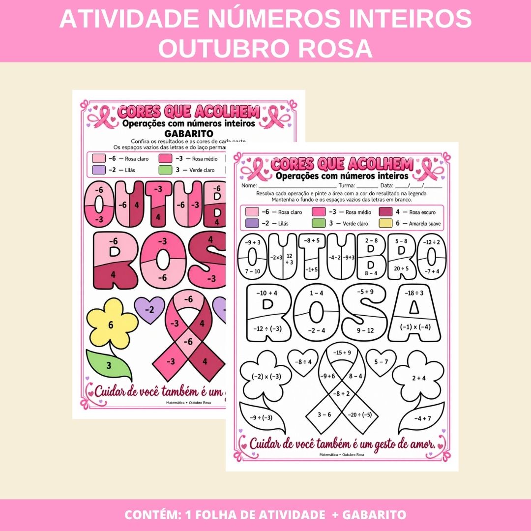 ATIVIDADE MATEMÁTICA OUTUBRO ROSA: NÚMEROS INTEIROS